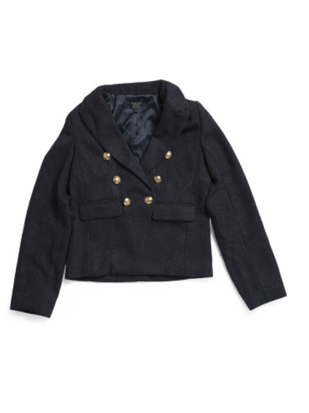 Black Double-Breasted Blazer with Gold Buttons
